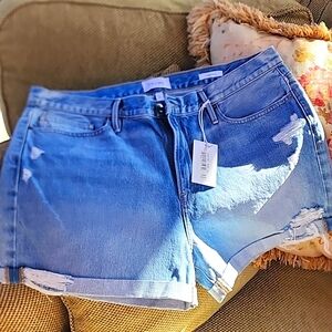 Frame 100% cotton denim cuffed shorts